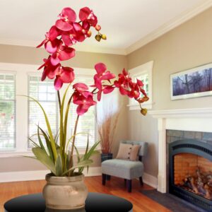 National Tree Company 24 in. Pink Orchid in Ceramic Pot