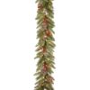 National Tree Company 9 ft. x 12 in. Feel Real Bristle Berry Wreath with Red Berries, Cones and 50 Clear Light