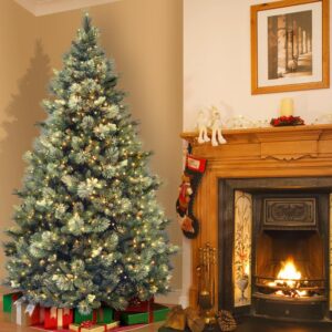 National Tree Company 7-1/2 ft. Carolina Pine Hinged Tree with Flocked Cones and 1000 Clear Lights