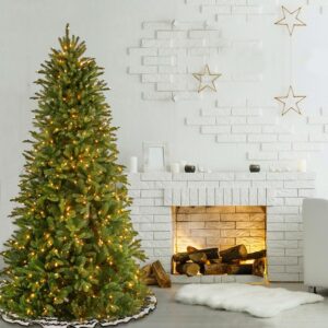 National Tree Company 7-1/2 ft. Feel Real Tiffany Fir Slim Hinged Artificial Christmas Tree with 600 Clear Lights