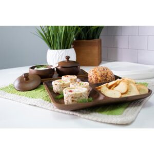BergHOFF 14 in. x 2 in. x 14 in. Acacia Natural Wood Tray Set (2-Piece)