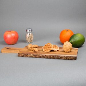 Creative Home Teak Wood Serving Cheese Paddle Board with One Side Natural Edge, 14" x 5" x 5/8" H, Natural Finish
