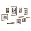 Kate and Laurel Bordeaux Natural Wood with Shelves Picture Frames (Set of 10)