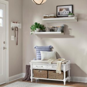 Vintiquewise 12 in. W x 6.5 in. D x 5.3 in. H Seagrass Shelf Basket Lined with White Lining