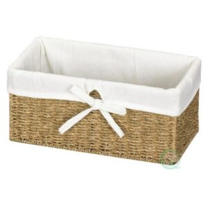 Vintiquewise 12 in. W x 6.5 in. D x 5.3 in. H Seagrass Shelf Basket Lined with White Lining