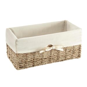 Vintiquewise 12 in. W x 6.5 in. D x 5.3 in. H Seagrass Shelf Basket Lined with White Lining