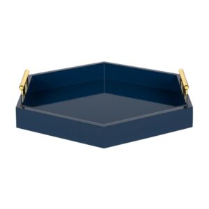 Kate and Laurel Lipton 18 in. x 18 in. Navy Blue Hexagon Decorative Tray