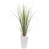 Nearly Natural Indoor Bamboo Grass Artificial Plant in White Tower Ceramic