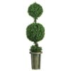 Nearly Natural Indoor and Outdoor 5 ft. Double Ball Leucodendron Topiary with Decorative Vase
