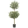Nearly Natural 4.5 ft. Green Olive Double Topiary Silk Tree