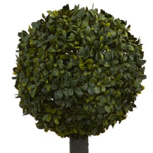 Nearly Natural 27 in. High Indoor Boxwood Ball Topiary Artificial Tree in Decorative Planter