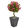 Nearly Natural Indoor 3.5-Ft. Azalea Artificial Topiary Tree in Slate Finished Planter