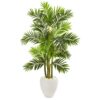 Nearly Natural 63 in. Areca Palm Artificial Tree in White Planter