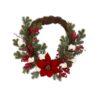 Nearly Natural 19in. Poinsettia with Berries and Cotton Artificial Wreath