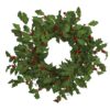 Nearly Natural 24 in. Holly Berry Artificial Wreath
