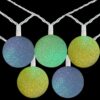 Northlight 7.5 ft. 10-Light Green Yellow and Blue Color Changing Sparkle Globe Patio LED Lights with White Wire