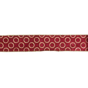 Northlight 2.5 in. x 16 yds. Metallic Red and Gold Circle Wired Craft Ribbon