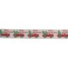 Northlight 2.5 in. x 16 yds. Red Trucks and Christmas Tree Wired Craft Beige Ribbon