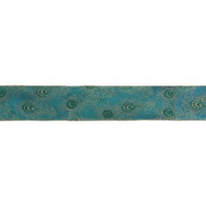 Northlight 2.5 in. x 16 yds. Green and Gold Peacock Feather Wired Craft Ribbon