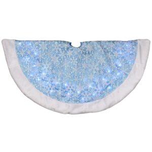 Northlight 48 in. LED Blue Iridescent Glittered Snowflakes Christmas Tree Skirt