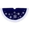 Northlight 48 in. Blue Velveteen Snowflake Christmas Tree Skirt with Faux Fur Trim