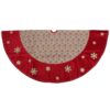 Northlight 60 in. Burlap Glittered Snowflake Rustic Christmas Tree Skirt with Red Velvet Trim