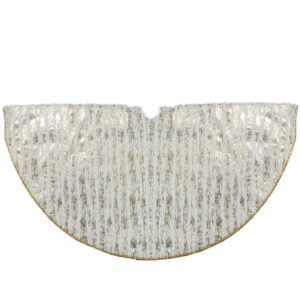 Northlight 48 in. White and Gold Wood Grain Pattern Christmas Tree Skirt