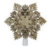 Northlight 8.5 in. Lighted Battery Operated Wooden Snowflake Christmas Tree Topper with Clear Lights