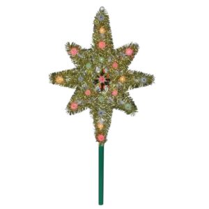 Northlight 21 in. Gold Tinsel Star of Bethlehem Christmas Tree Topper in Multi-Lights