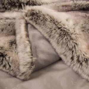 Glitzhome 60 in. H Ombre Gray Faux Fur Luxury Throw Blanket