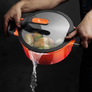 BergHOFF GEM Stay Cool 3 qt. Cast Aluminum Nonstick Casserole Dish in Orange with Glass Lid