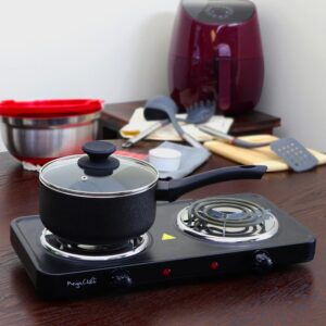 Oster Ashford 2 qt. Aluminum Nonstick Sauce Pan in Black with Glass Lid