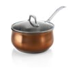 Oster Carabello 2.6 qt. Stainless Steel Nonstick Sauce Pan in Copper with Glass Lid