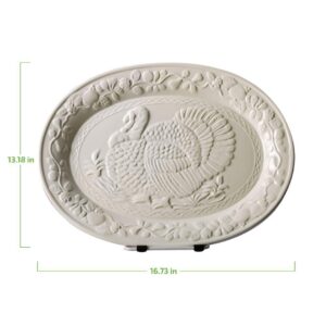 Ovente 13.4 in. White Turkey Ceramic Serving Platter