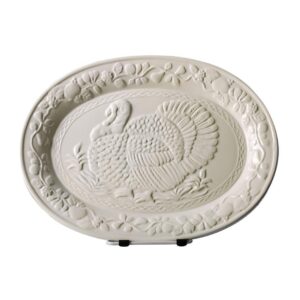 Ovente 13.4 in. White Turkey Ceramic Serving Platter