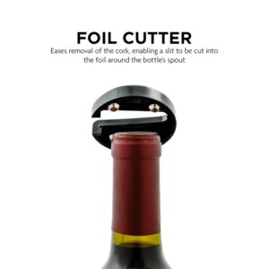 Ovente Modern Silver Wine Opener with Foil Cutter, LED, Cordless Stainless Steel (WO1381S)