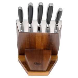 Ozeri 6-Piece Japanese Stainless Steel Knife Block Set with Rotating Knife Block and Tablet Holder