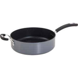 Ozeri Stone Earth 5.3 qt. Aluminum Ceramic Nonstick Sauce Pan in Granite Gray with Glass Lid
