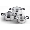 Ozeri 6-Piece Stainless Steel Inductive Pot Set with Straining and Hands-Free Glass Lids