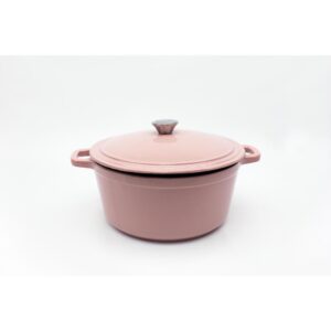 BergHOFF Neo 7 qt. Round Cast Iron Casserole Dish in Pink with Lid