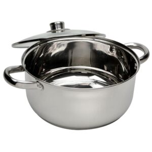 Ecolution Pure Intentions 5 qt. Round Stainless Steel Dutch Oven in Polished Stainless Steel with Glass Lid