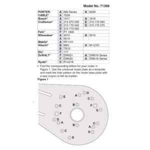 POWERTEC Universal Router Plate with Edge Routing Reversible Fence, Knobs and Machine Screws for Adaptive Mounting