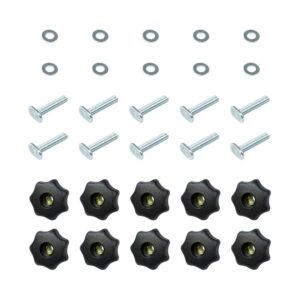 POWERTEC T-Track Knob Kit with 7 Star 5/16 in.-18 Threaded Knob, Bolts and Washers for Woodworking Jigs and Fixtures (Set of 10)