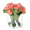 Pure Garden Tulip Floral Arrangement with Vase and Faux Water