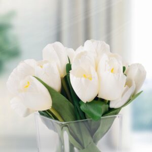 Pure Garden 8.5 in. Tulip Floral Cream Arrangement