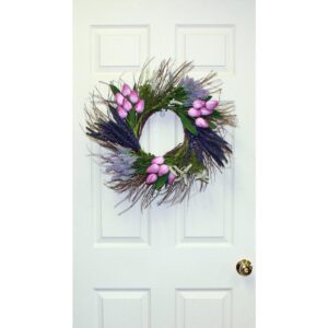 Worth Imports 22 in. Tulip Heather Wreath on Natural Twig Base in Purple