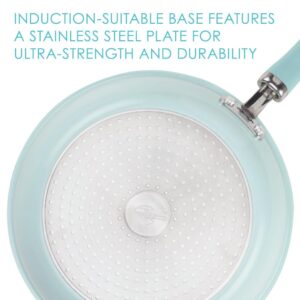 Rachael Ray Create Delicious 6 qt. Aluminum Nonstick Stock Pot in Teal Shimmer with Glass Lid