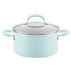Rachael Ray Create Delicious 6 qt. Aluminum Nonstick Stock Pot in Teal Shimmer with Glass Lid