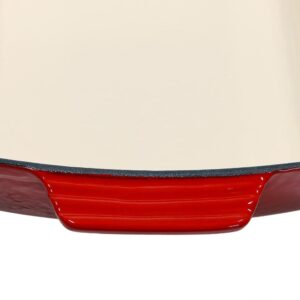 Sunnydaze Decor Cast Iron Deep Baking Dish Roaster Pan with Red Enameled