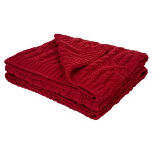 Glitzhome 60 in. L x 50 in. W, 865g Knitted Polyester Red Throw Blanket